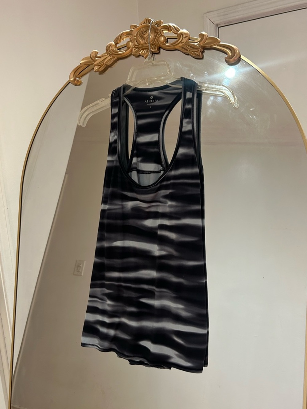 Athleta Black & Gray Wave-Striped Racerback Tank